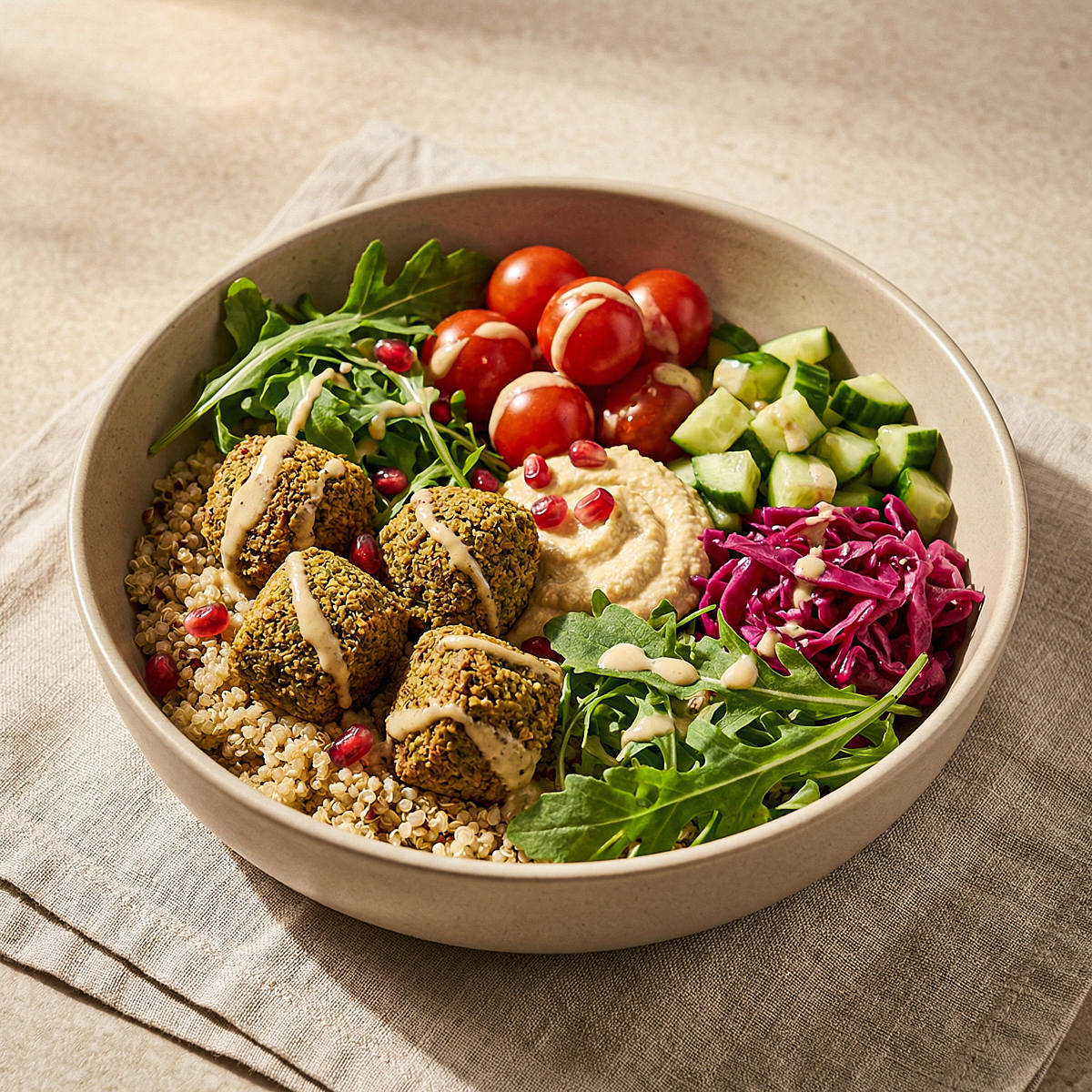 Baked Falafel Salad with Tahini Sauce