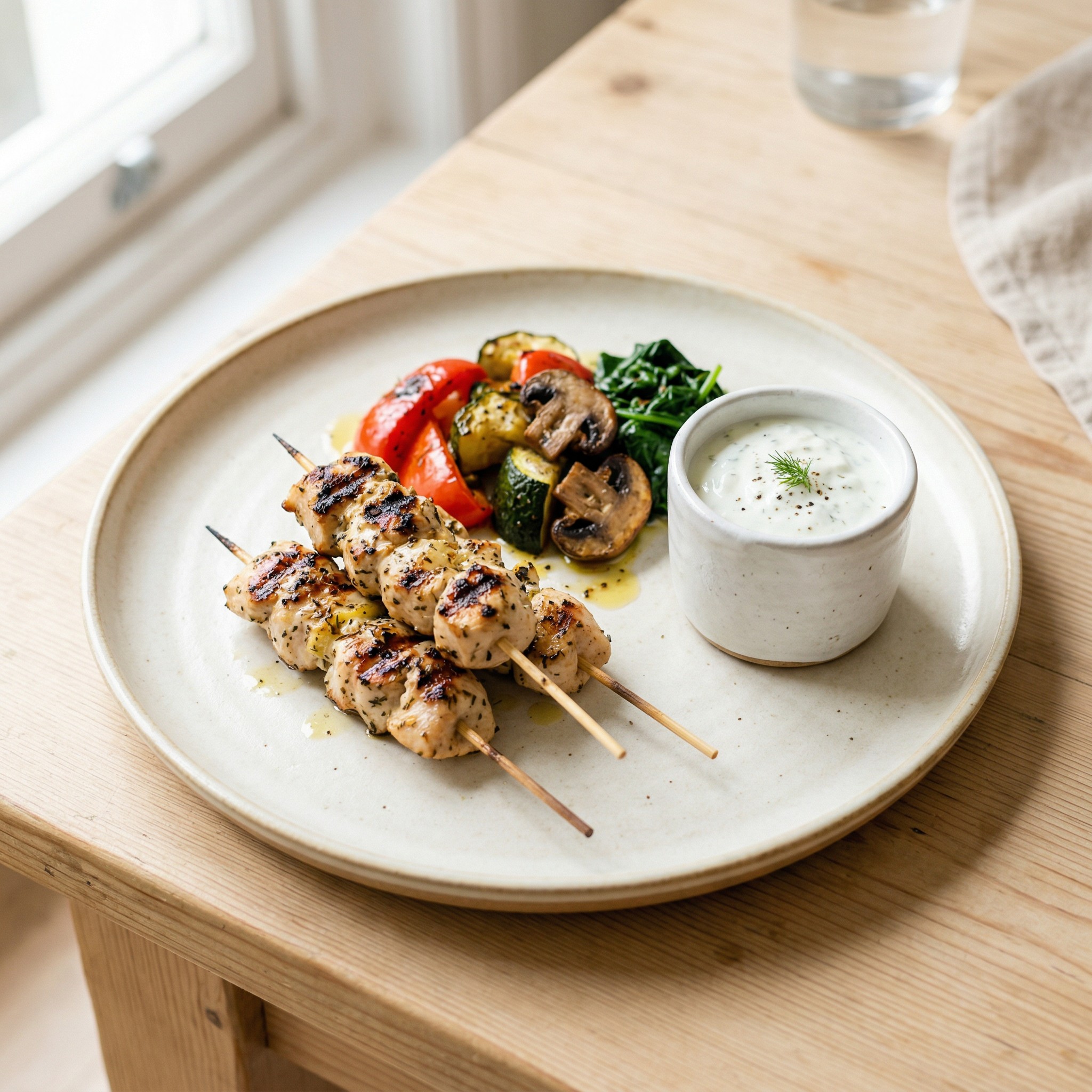 Greek Chicken Souvlaki Bowl with Tzatziki
