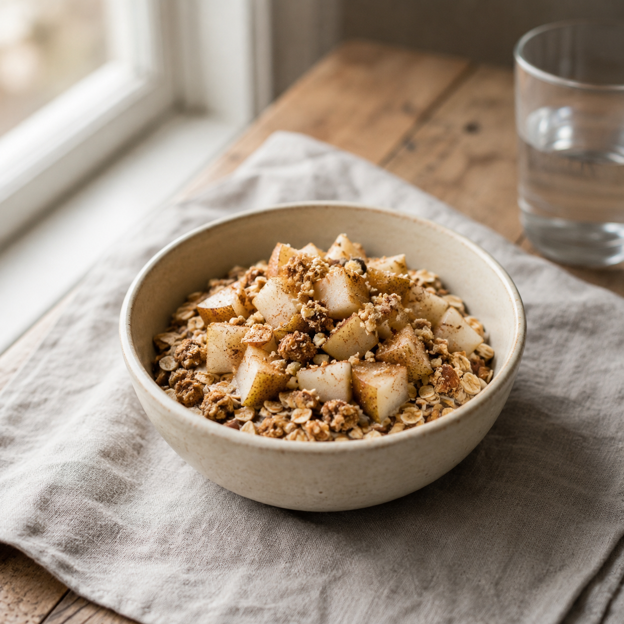 Pear Crumble Museli in Oat Milk