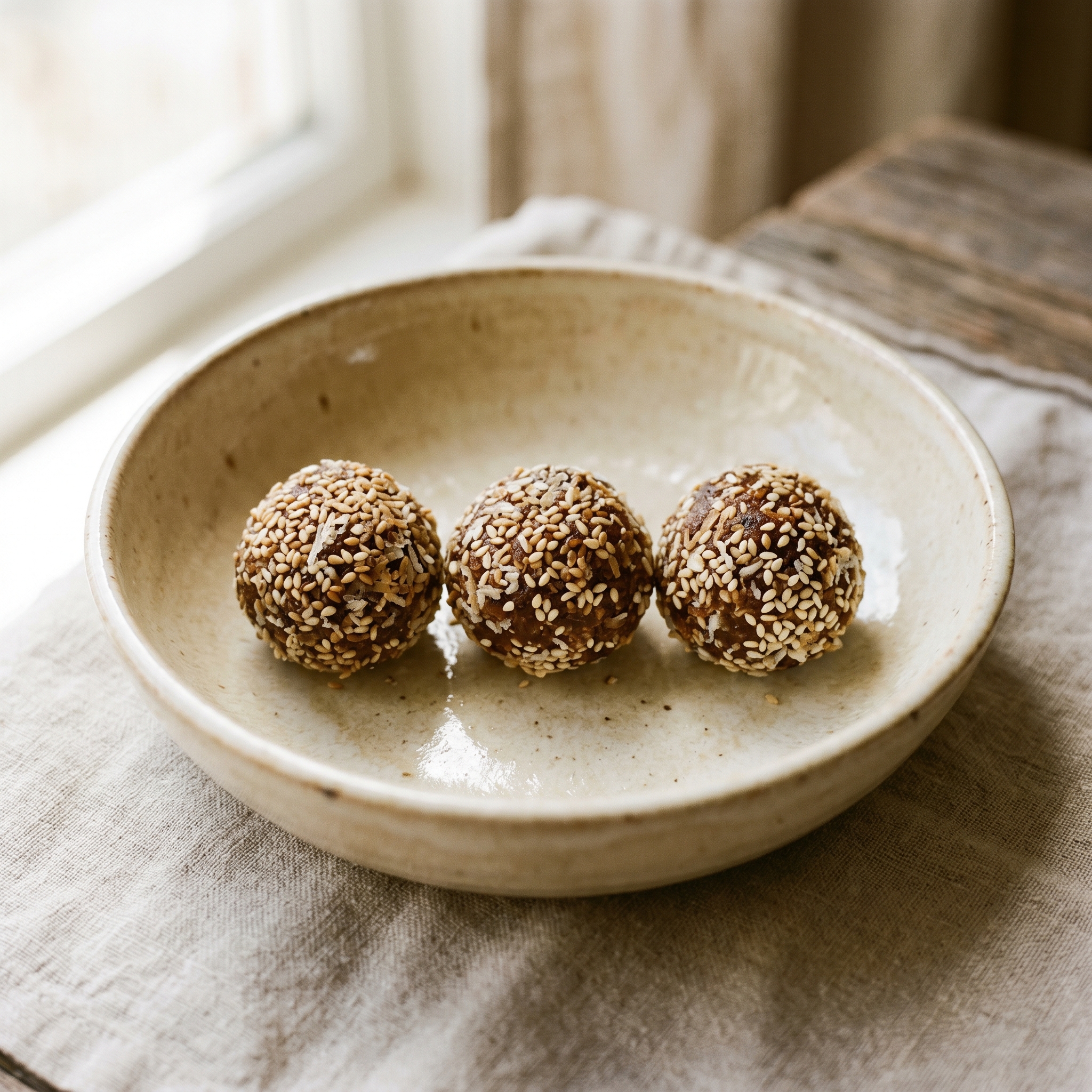 Sesame, Date and Coconut Protein Balls